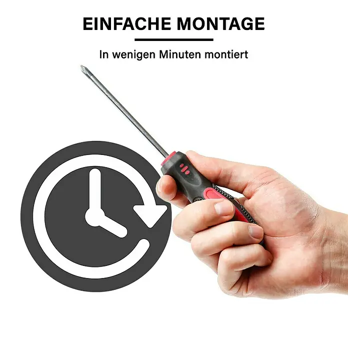 MegaLight Deckenleuchte Shining Olymp - 30 W, Ø x H: 40 x 6,5 cm, Weiß, Aluminium - Schraubendreher mit einem schwarzen und roten Griff, der die einfache Montage in wenigen Minuten symbolisiert.