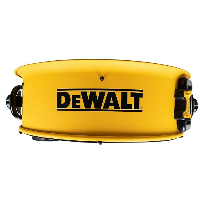 DeWalt Bodenventilator DXF2410 - 190 W, Max. Luftleistung: 148,77 m³/h - Ein gelber DeWalt-Bodenventilator mit robustem Design für den Einsatz auf Baustellen und in Werkstätten zur effektiven Luftzirkulation.