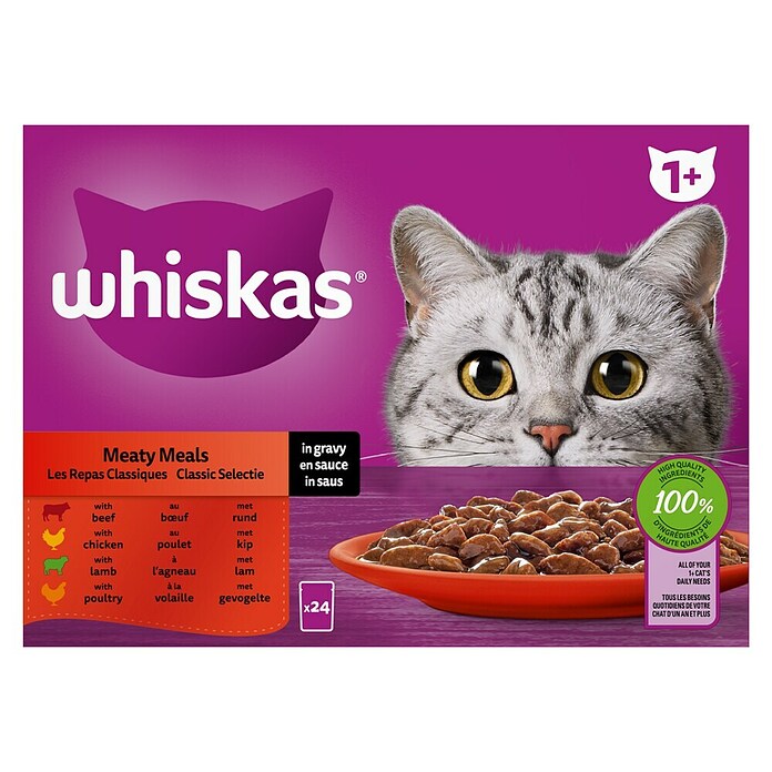 Whiskas Natvoer voor katten Meaty Meals (85 g, 24 st., Meaty Meals) | BAUHAUS