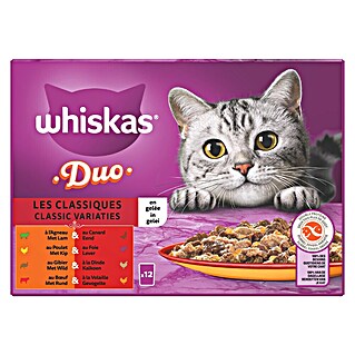 Whiskas Natvoer voor katten Duo Classic Variaties (85 g, 12 st., Duo Classic Variaties)