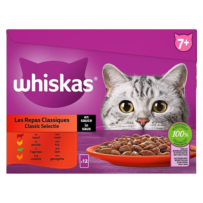 Whiskas Natvoer voor katten Classic Selectie (85 g, 12 st., Senior Classic Selectie) | BAUHAUS