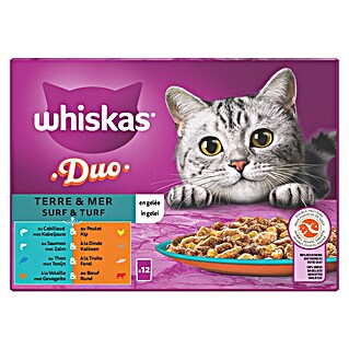Whiskas Natvoer voor katten Duo Surf & Turf (85 g, 12 st., Duo Surf & Turf)