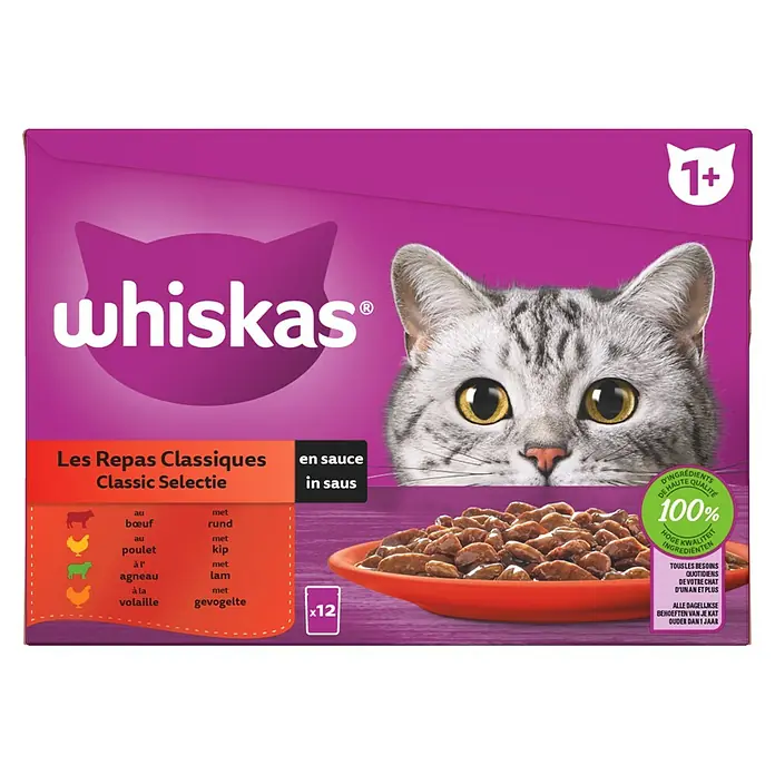 24x400g 1 Rund & Lever in Saus Whiskas Kattenvoer