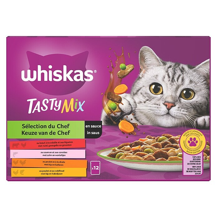 Whiskas Natvoer voor katten Tasty Mix (85 g, 12 st., Keuze van de chef) | BAUHAUS