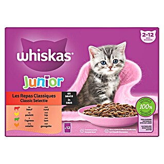 Whiskas Natvoer voor katten Classic Selectie Junior (85 g, 12 st., Junior Classic Selectie)