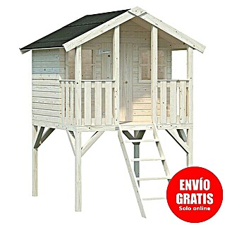 Palmako Caseta infantil Toby elevada (L x An x Al: 180 x 190 x 287 cm, Madera, Marróm)