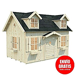 Palmako Caseta infantil Marie con altillo (L x An x Al: 286 x 193 x 234 cm, Madera, Marróm)