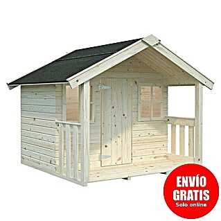 Palmako Caseta infantil Felix con terraza (L x An x Al: 112 x 180 x 169 cm, Madera, Marróm)