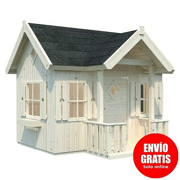 Palmako Caseta infantil Jennie con alero (L x An x Al: 243 x 266 x 220 cm, Madera, Marróm) | BAUHAUS