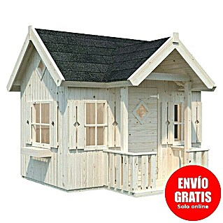 Palmako Caseta infantil Jennie con alero (L x An x Al: 243 x 266 x 220 cm, Madera, Marróm)