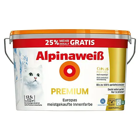 Alpina Alpinaweiss Wandfarbe Premium +25 % gratis