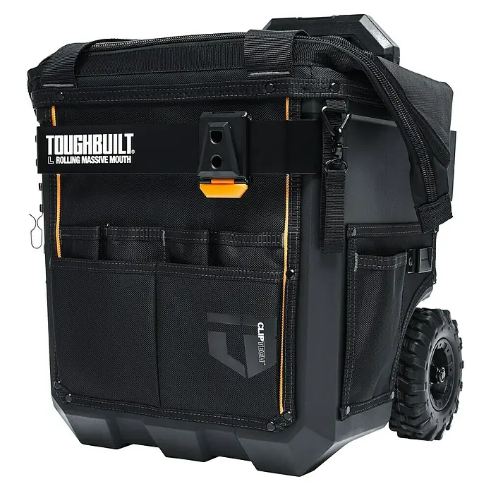 ToughBuilt Caja profesional con ruedas Massive Mouth® - 14'', L x An x Al: 455 x 370 x 500 mm - Bolsa de herramientas ToughBuilt Rolling Massive Mouth, con ruedas robustas y muchos bolsillos para una fácil organización.