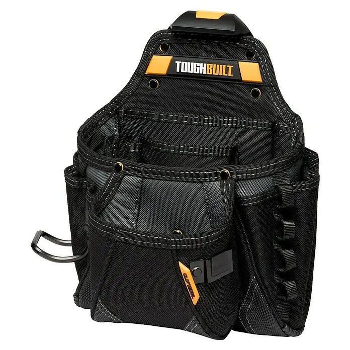 ToughBuilt ClipTech Bolsa para herramientas - L x An x Al: 330 x 170 x 340 mm - Bolsa de herramientas resistente ToughBuilt en negro y gris con prácticos compartimentos y trabillas para herramientas y accesorios.