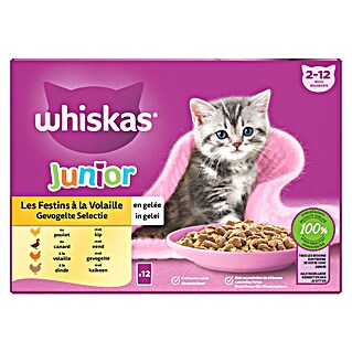 Whiskas Natvoer voor katten Gevogelte Selecie Junior (85 g, 12 st., Junior Gevogelte Selecie)