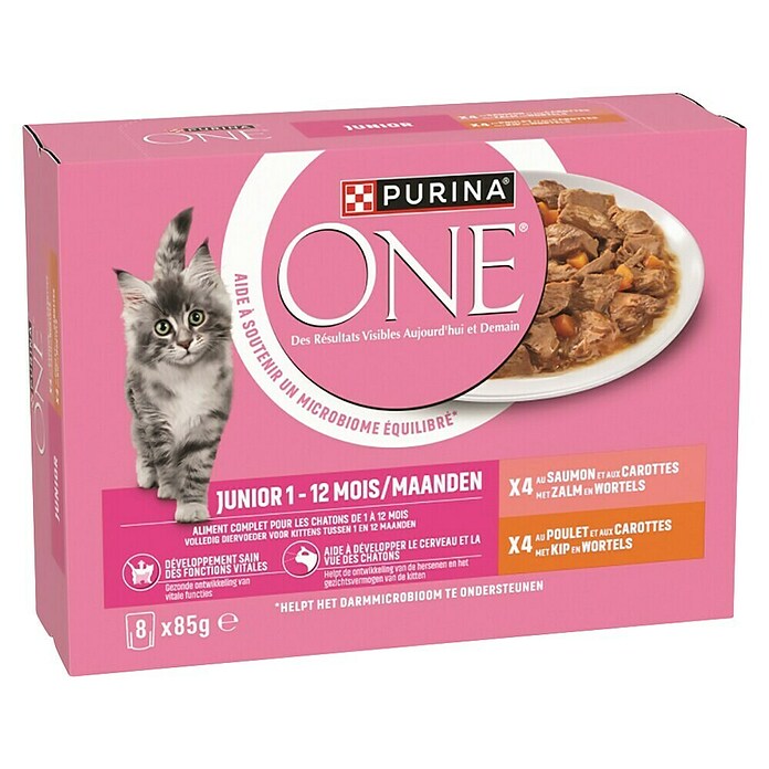 Purina Natvoer voor katten One Junior zalm+kip+wortel (85 g) | BAUHAUS