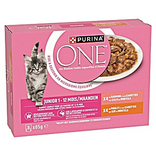 Purina Natvoer voor katten One Junior zalm+kip+wortel (85 g)