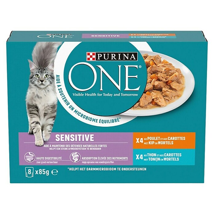 Purina Natvoer voor katten One Sensitive kip+tonijn+wortel (85 g) | BAUHAUS