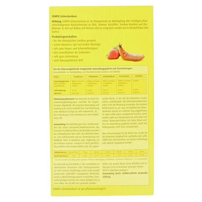 Compo Schneckenkorn - 1,1 kg - COMPO Schneckenkorn: Streugranulat zur Bekämpfung von Nacktschnecken im Garten und Gewächshaus. Schont Nützlinge, regenfest.