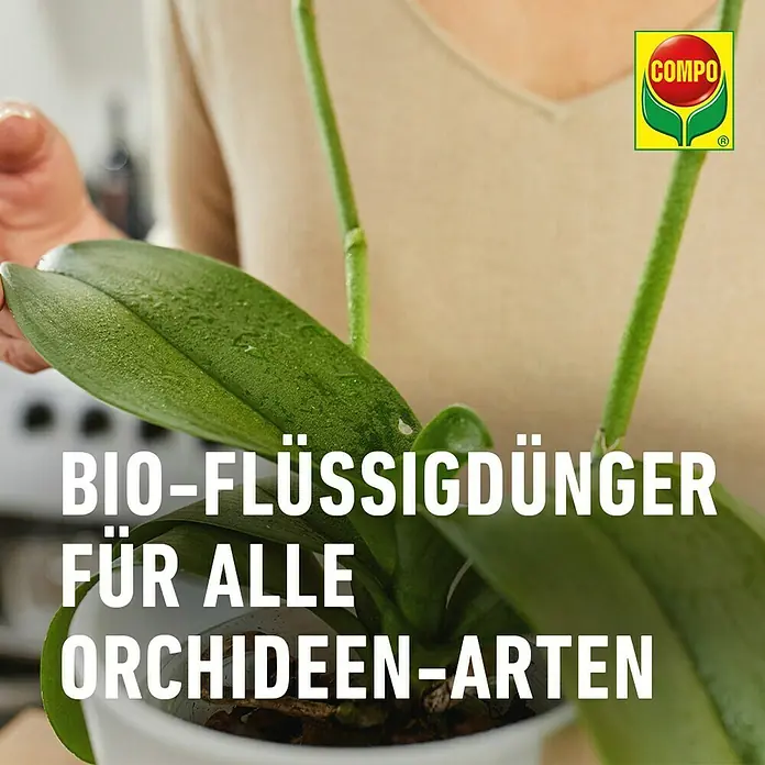 Compo Orchideendünger - 250 ml - Bild eines COMPO Bio-Flüssigdüngers für alle Orchideenarten, ideal für gesundes Wachstum.
