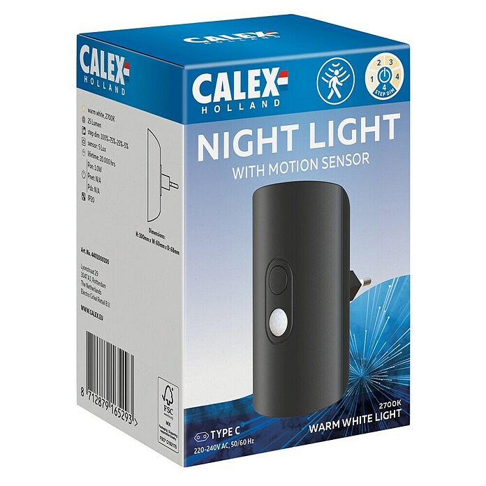 Calex Nachtlicht met bewegingssensor (Zwart, 1 W) | BAUHAUS