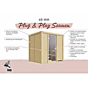 Karibu Daria (Mit Plug & Play Ofen 3,6 kW mit integrierter Steuerung, Ohne Dachkranz, 170 x 196 x 198 cm)