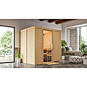 Karibu Daria (Mit Plug & Play Ofen 3,6 kW mit integrierter Steuerung, Ohne Dachkranz, 170 x 196 x 198 cm)