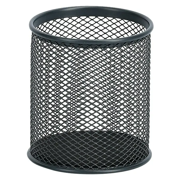 Zeller Present Schreibtisch-Organizer Utensilienbecher Mesh - Ø x H: 8 x 9,5 cm, Metall, Anthrazit - Ein runder, schwarzer Stifteköcher aus Drahtgeflecht mit verstärktem Rand und Boden für den Schreibtisch.