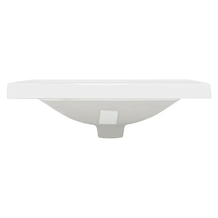 LuxeBath Einbauwaschbecken Waschtisch Aufsatzwaschbecken aus Keramik für Badezimmer / Gäste-WC - Mit Überlauf, Weiß - Die moderne weiße Aufsatzwaschbecken zeichnet sich durch eine breite, flache Oberseite und eine sanft geschwungene Mulde aus.