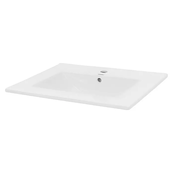 LuxeBath Einbauwaschbecken 610x465x175 mm mit Chrom Ablaufgarnitur - Mit Überlauf, Weiß - Moderne weiße Waschbeckenplatte für Badezimmer. Das Becken hat ein elegantes Design und ist aus hochwertigem Material gefertigt.