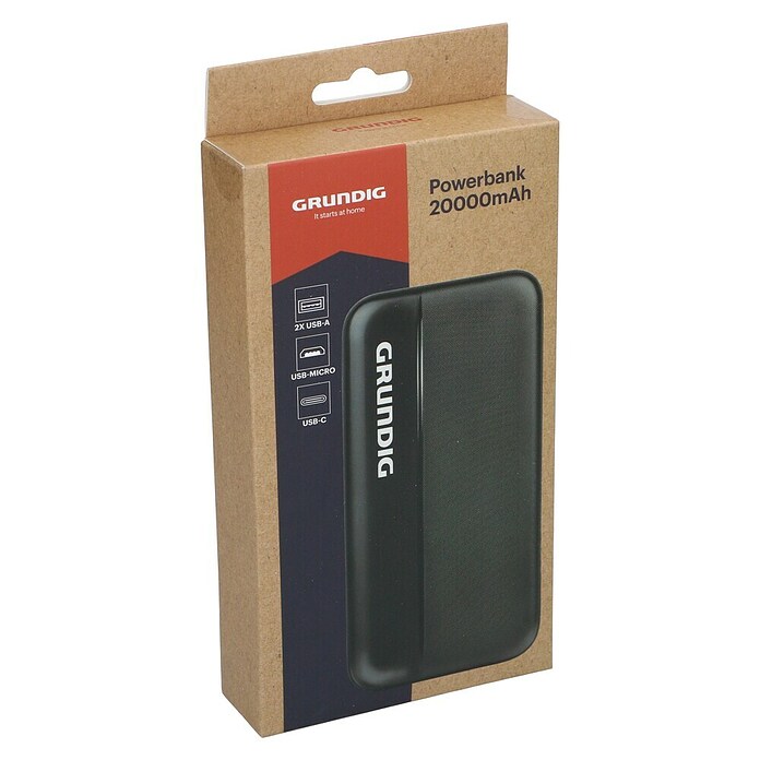 Grundig Powerbank (20.000 mAh, Zwart) | BAUHAUS