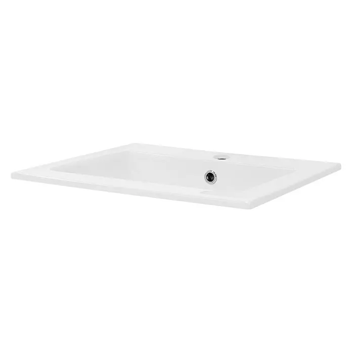 LuxeBath Einbauwaschbecken Handwaschbecken Weiß inkl. Ablaufgarnitur mit Überlauf - 45 x 52,5 cm, Mit Überlauf, Weiß - Weißes Waschbecken aus Keramik für das Badezimmer mit glänzender Oberfläche und moderner Optik für stilvolle Badezimmerdesigns.