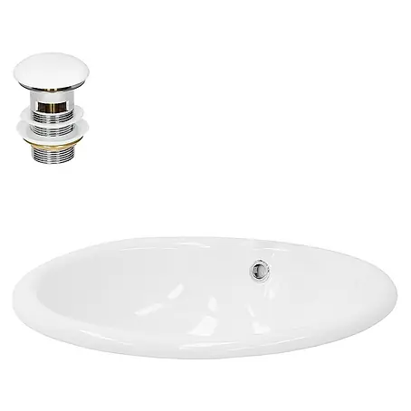 LuxeBath  Einbauwaschbecken Handwaschbecken Weiß inkl. Ablaufgarnitur mit Überlauf