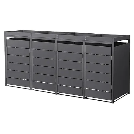 ML-Design  Mülltonnenbox Mülltonnencontainer mit Pflanzdach für 4 Tonnen 120 oder 240 Liter
