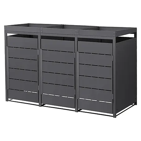 ML-Design  Mülltonnenbox Mülltonnencontainer mit Pflanzdach für 3 Tonnen 120 oder 240 Liter