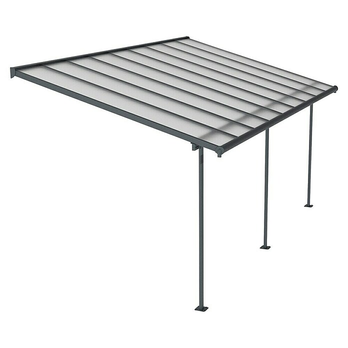 Palram – Canopia Terrassenüberdachung Sierra (B x T: 555 x 299 cm, Anthrazitgrau, Polycarbonat, Klar) | BAUHAUS
