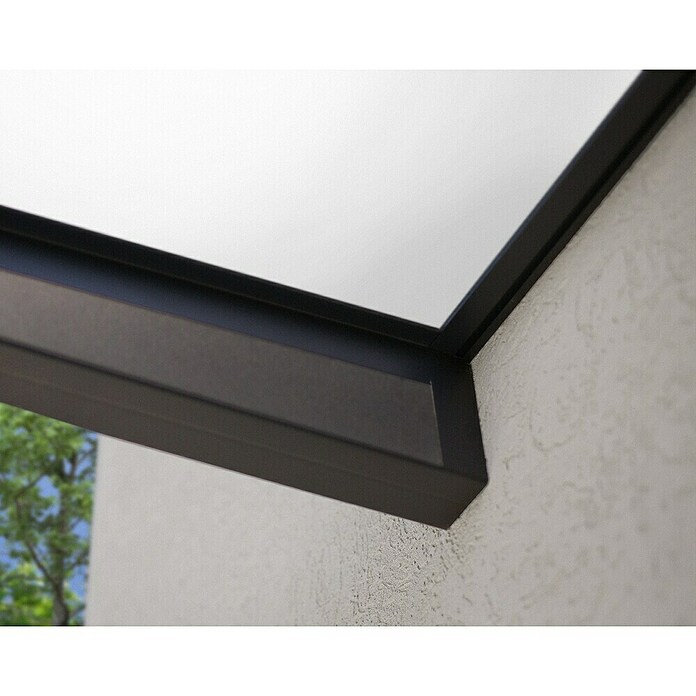 Palram – Canopia Pultvordach Sophia (215 x 95 x 17 cm, Anthrazitgrau, Farbe Dach: Weiß Opal) | BAUHAUS