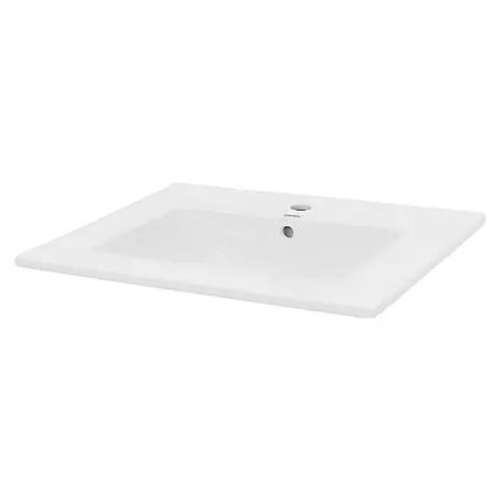 LuxeBath  Einbauwaschbecken Waschschale Eckig 610x465x175 mm Weiß Spülbecken Aufsatzwaschtisch