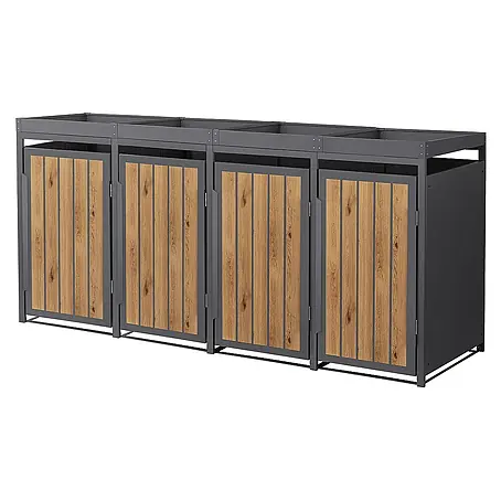 ML-Design  Mülltonnenbox Mülltonnencontainer mit Pflanzdach für 4 Tonnen 120 oder 240 Liter