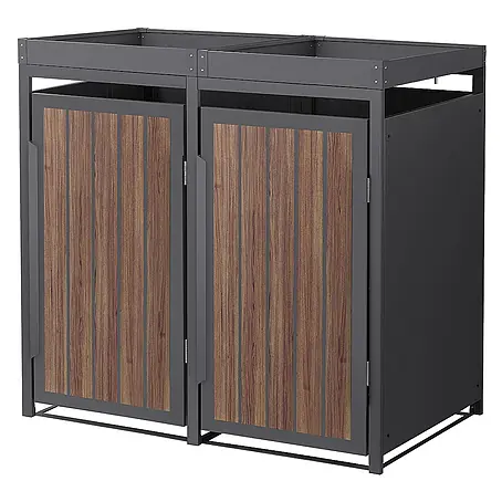 ML-Design  Mülltonnenbox Mülltonnencontainer mit Pflanzdach für 2 Tonnen 120 oder 240 Liter