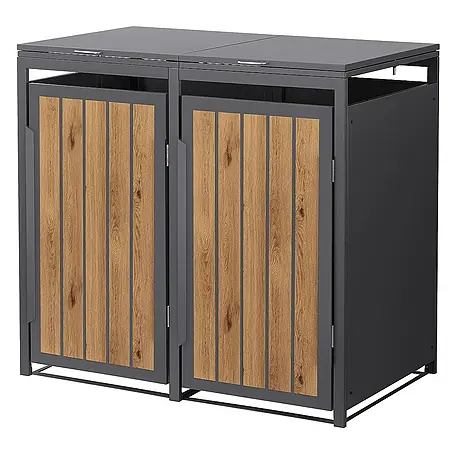 ML-Design  Mülltonnenbox Mülltonnencontainer mit Klappdeckel/Tür für 2 Tonne 120 oder 240 Liter