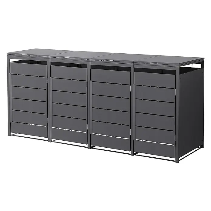ML-Design Mülltonnenbox 4er 240L mit Klappdeckel 260x80x120 cm Anthrazit - Stahl, Anthrazit, Geeignet für Anzahl Mülltonnen: 4 Stk. - Die graue Mülltonnenbox bietet eine stilvolle Möglichkeit, Mülltonnen zu verbergen. Robust und wetterfest, ideal für jeden Außenbereich.
