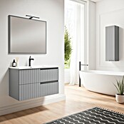 Mueble de lavabo Claire (L x An x Al: 45 x 120 x 50 cm, Gris, 1 seno, salida central, Número de cajones: 2 ud.) | BAUHAUS