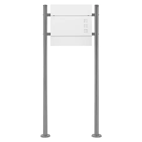ECD Germany  Standbriefkasten Briefkastenanlage mit Ständer Silber 120cm Mailbox mit Pfosten