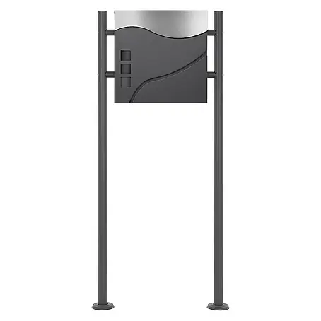 ECD Germany  Standbriefkasten Briefkastenanlage mit Ständer Anthrazit 120cm Mailbox mit Pfosten