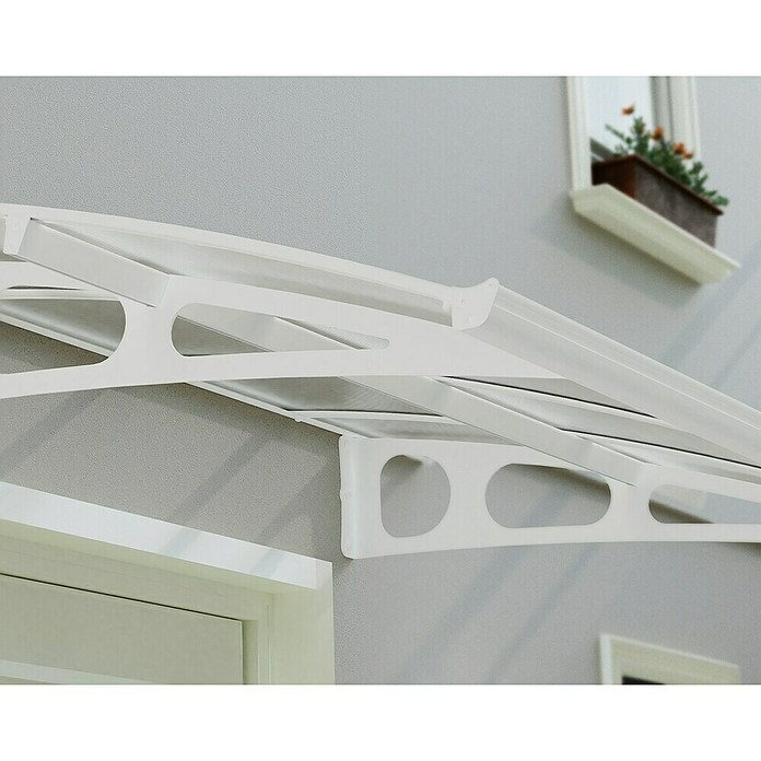 Palram – Canopia Pultvordach Bordeaux (890 x 139 x 33 cm, Weiß, Polycarbonat Doppelstegplatte) | BAUHAUS