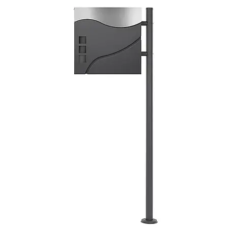 ECD Germany  Standbriefkasten Briefkastenanlage mit Ständer Anthrazit 120cm Mailbox mit Pfosten