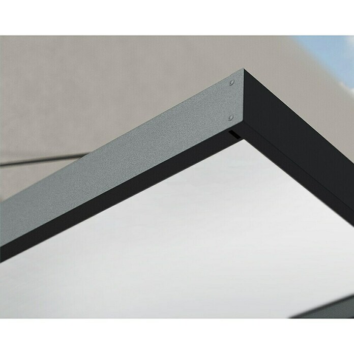 Palram – Canopia Pultvordach Sophia XL (379 x 140 x 17 cm, Anthrazitgrau, Farbe Dach: Weiß Opal) | BAUHAUS