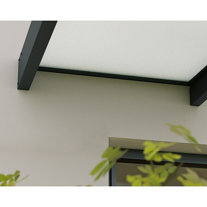 Palram – Canopia Pultvordach Sophia XL (750 x 140 x 17 cm, Anthrazitgrau, Farbe Dach: Weiß Opal) | BAUHAUS