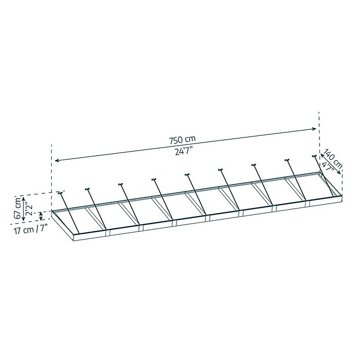 Palram – Canopia Pultvordach Sophia XL (750 x 140 x 17 cm, Anthrazitgrau, Farbe Dach: Klar) | BAUHAUS