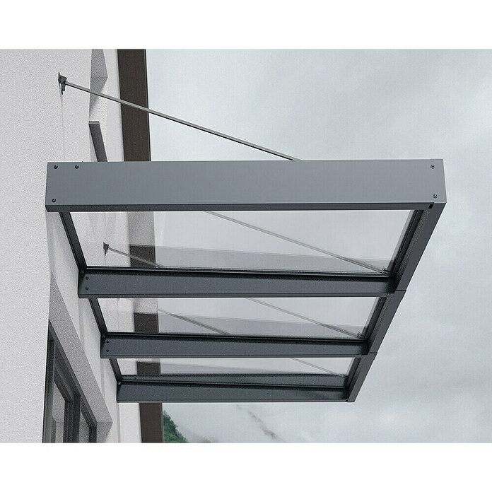 Palram – Canopia Pultvordach Sophia XL (286 x 140 x 17 cm, Anthrazitgrau, Farbe Dach: Klar) | BAUHAUS